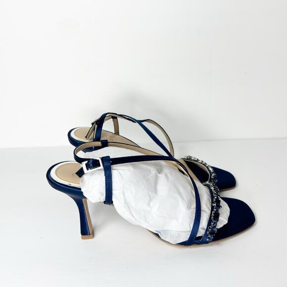 JEWEL BADGLEY MISCHKA ALEXIS CRISSCROSS SANDALS NAVY SIZE 5.5 NEW - Picture 3 of 7